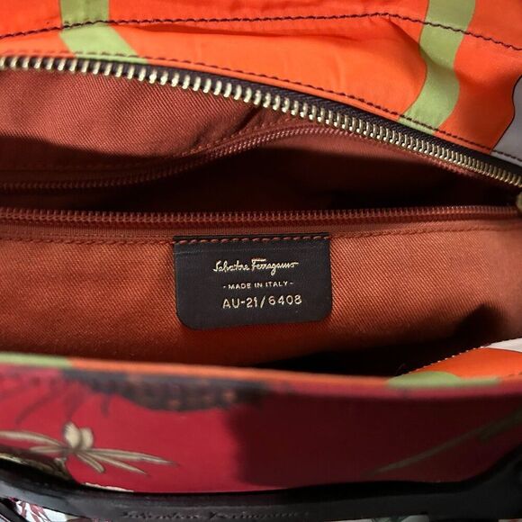 Salvatore Ferragamo Multicolor Fiera Print Nylon and Leather Tote Handbag - EUC - Picture 11 of 16